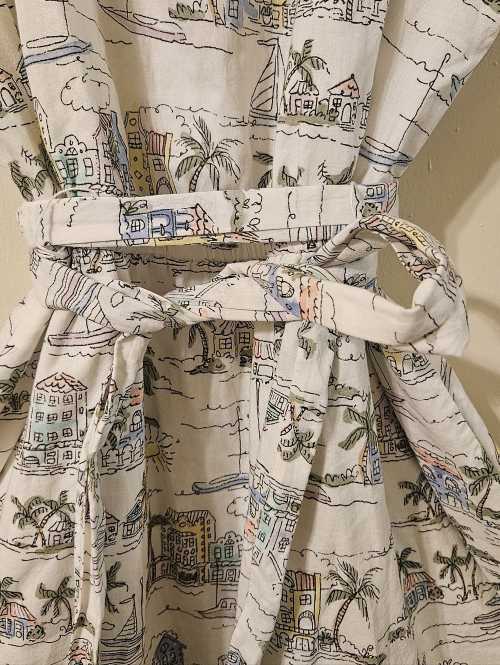 TALBOTS Women's White Coastal Print Midi Dress - Picture 4 of 6